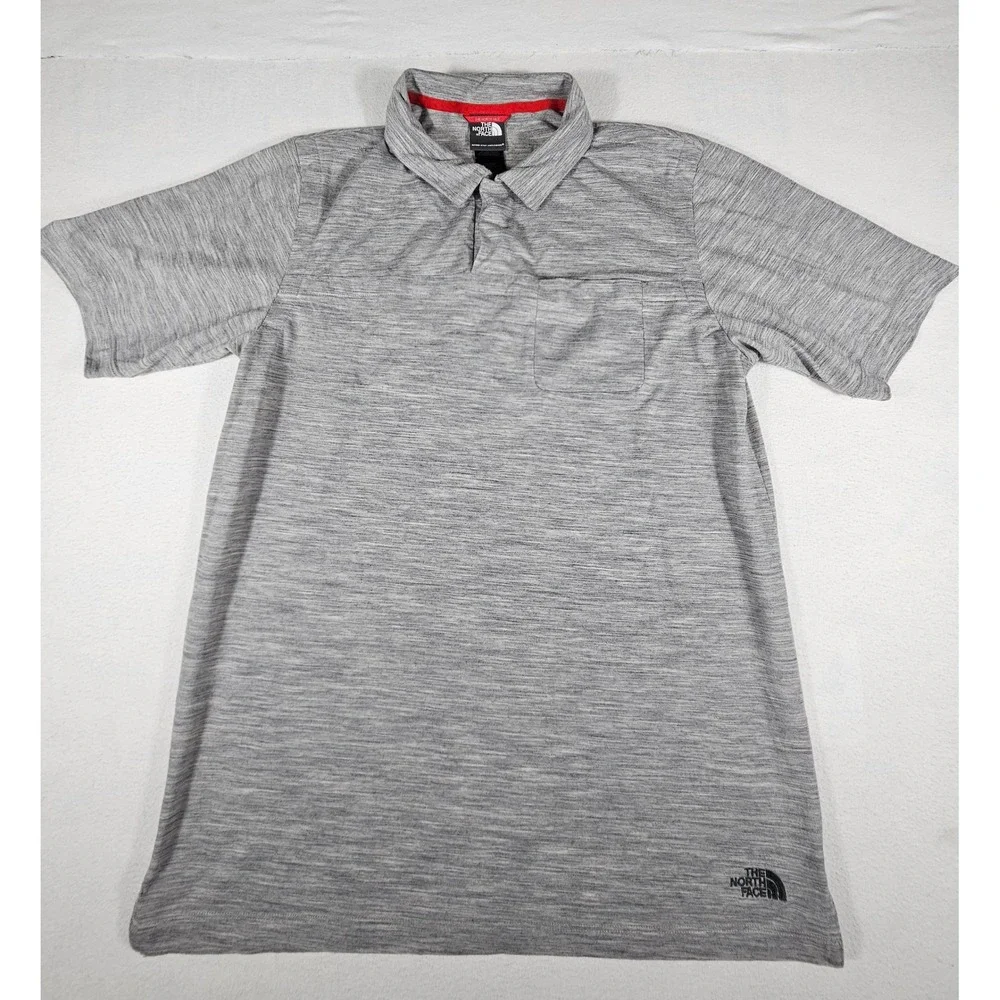 The North Face Mens Merino Wool Blend Polo Shirt Grey Short Sleeve ARNX Large‎ - Picture 2 of 10